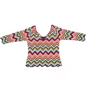 Colorful Zigzag Knit Sequin Top